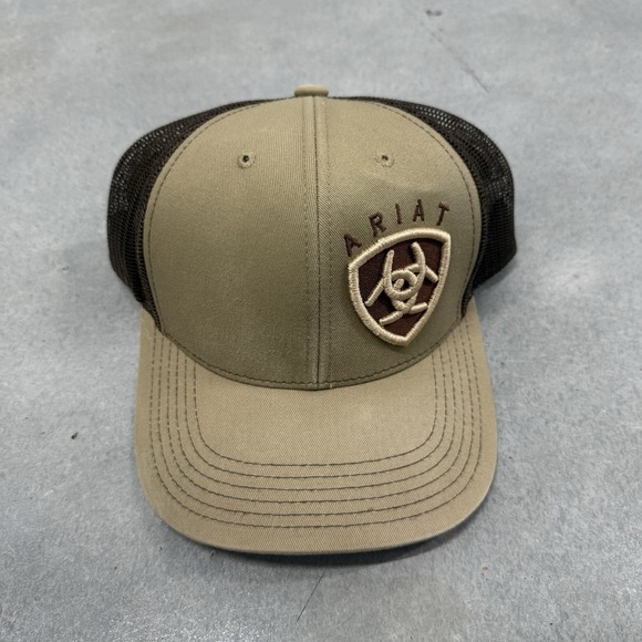 Ariat Other - Ariat Brown Tan Mesh‎ Snapback Trucker Hat Western Cowboy Cap OSFA